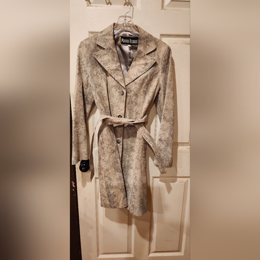 Genuine leather trench coat